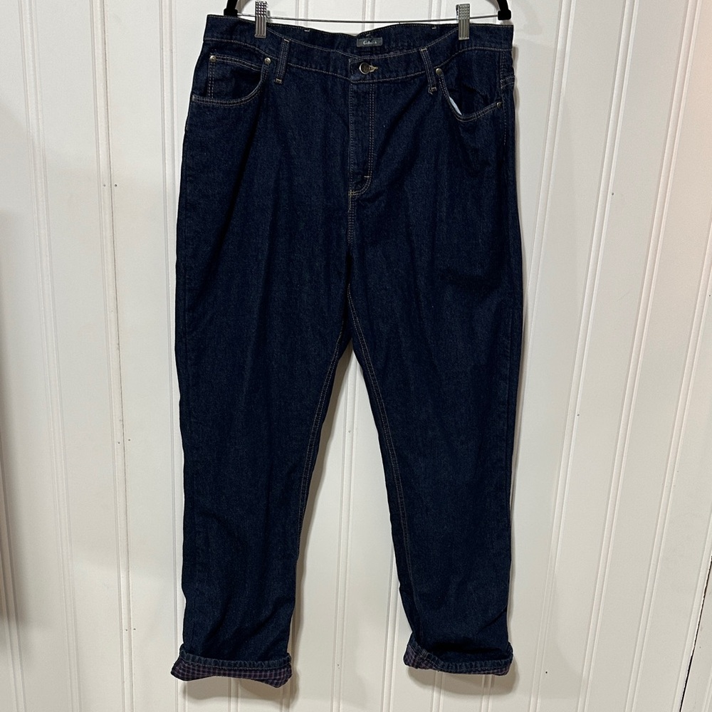 Cabela's Flannel Lined Deep Indigo Jeans Women’s 18 L Long